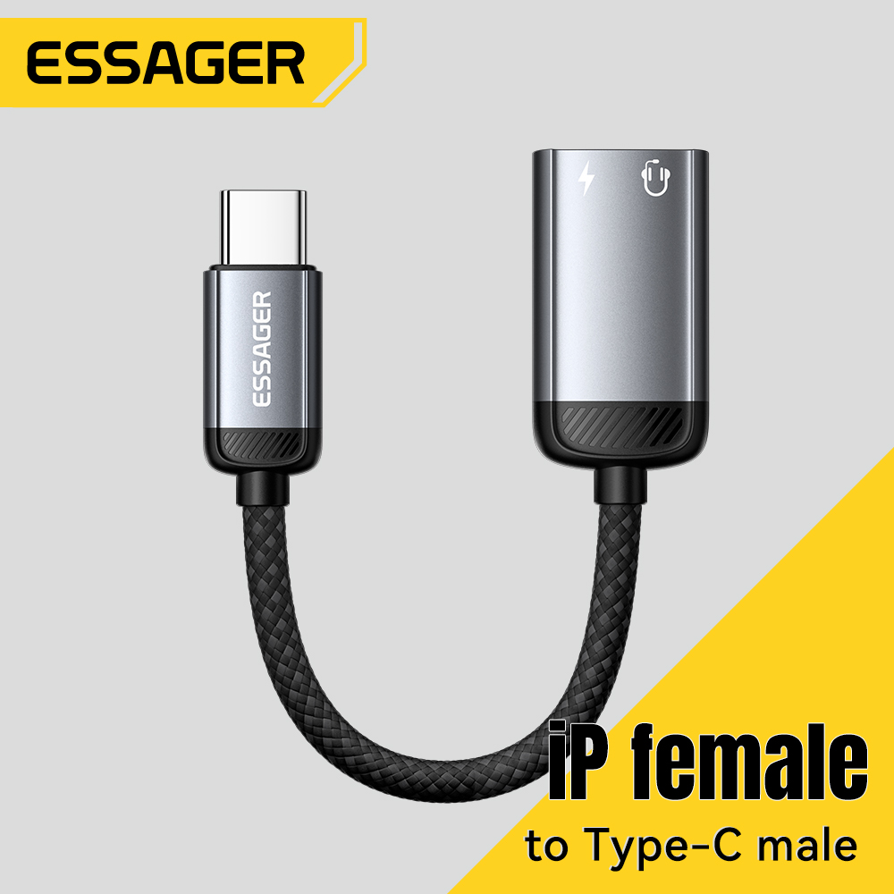 Wired Earphone Lightning - Essager tipo c adaptador de áudio
