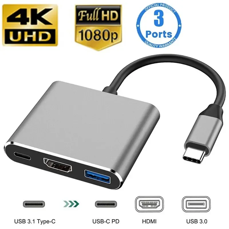 Usb Hub Type C - Adaptador multiporta 3 em 1 tipo