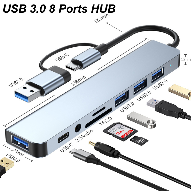 Hub USB Tipo-C 3.0 8 em 1 com  - Usb Hub Type C avaliação e preço