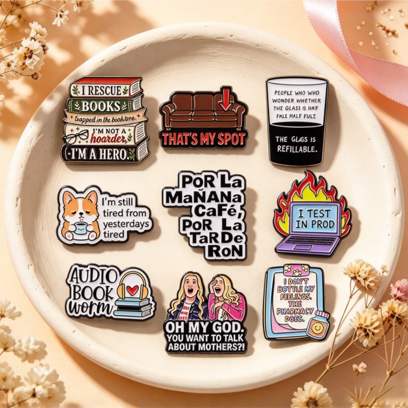 Pins de Esmalte com Citações E - Tablet Cute Accessories avaliação e preço