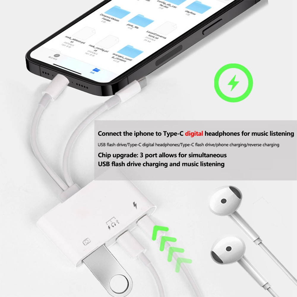 2 em 1 relâmpago tipo c para u - Wired Earphone Lightning avaliação e preço
